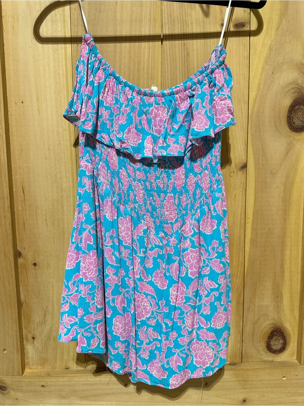 Promesa Turquoise & Pink Floral Off-Shoulder Romper